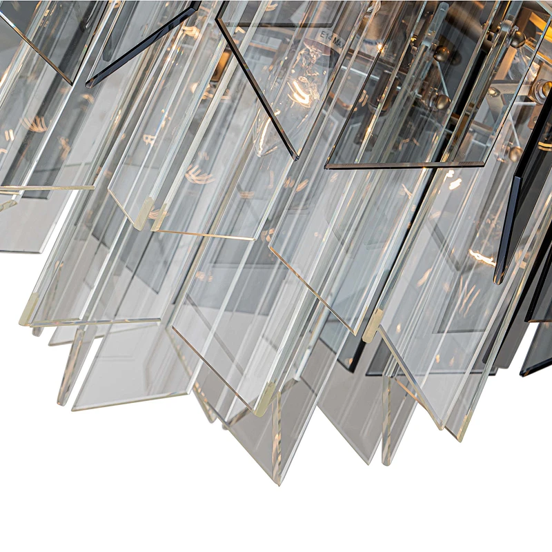 Magic city cross smoky glass panels chandelier